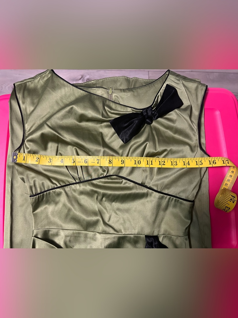 Stop Staring Green Timeless Satin Bow Dress - Picture 12 of 13